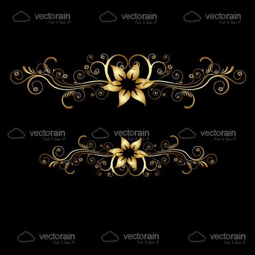 Elegant Floral Background in Gold and Black
